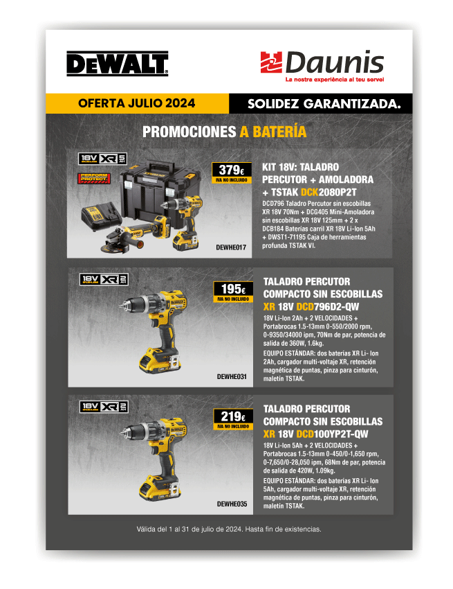 Herramientas – Oferta DEWALT hasta el 31/07/24