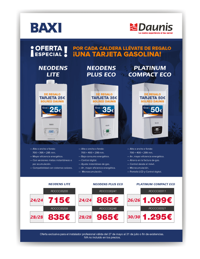 Calderas – Oferta BAXI hasta el 31/07/24