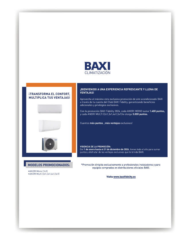 Promo proveedor BAXI: Suma puntos hasta el 31/12/24